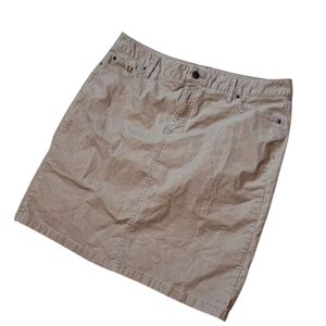 L.L. BEAN Corduroy Pencil Skirt Oatmeal Beige Ladies Plus Size 16 Natural Basic